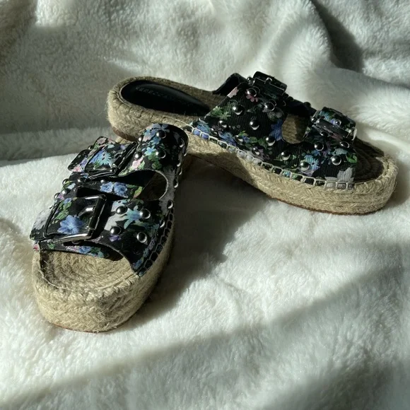 Rebecca Minkoff Women’s Jodi Slide Sandals,Black Flower - Picture 7 of 15